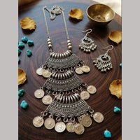 Dhirish International Statement Oxidised Plated Long Necklace Set