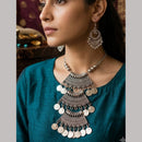 Dhirish International Statement Oxidised Plated Long Necklace Set 