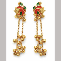 Dhirish International Classic Pota Stone And Ghungroo Kashmiri Dangler Earrings