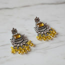 Dhirish International Heritage Oxidised Plated Pearl Dangler Earrings