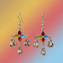 Pusti Art & Craft Royal Enamel And Ghugnroo Dangler Earrings