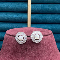 Dhiraj Sales Silver Plated American Diamond Studs Earrings