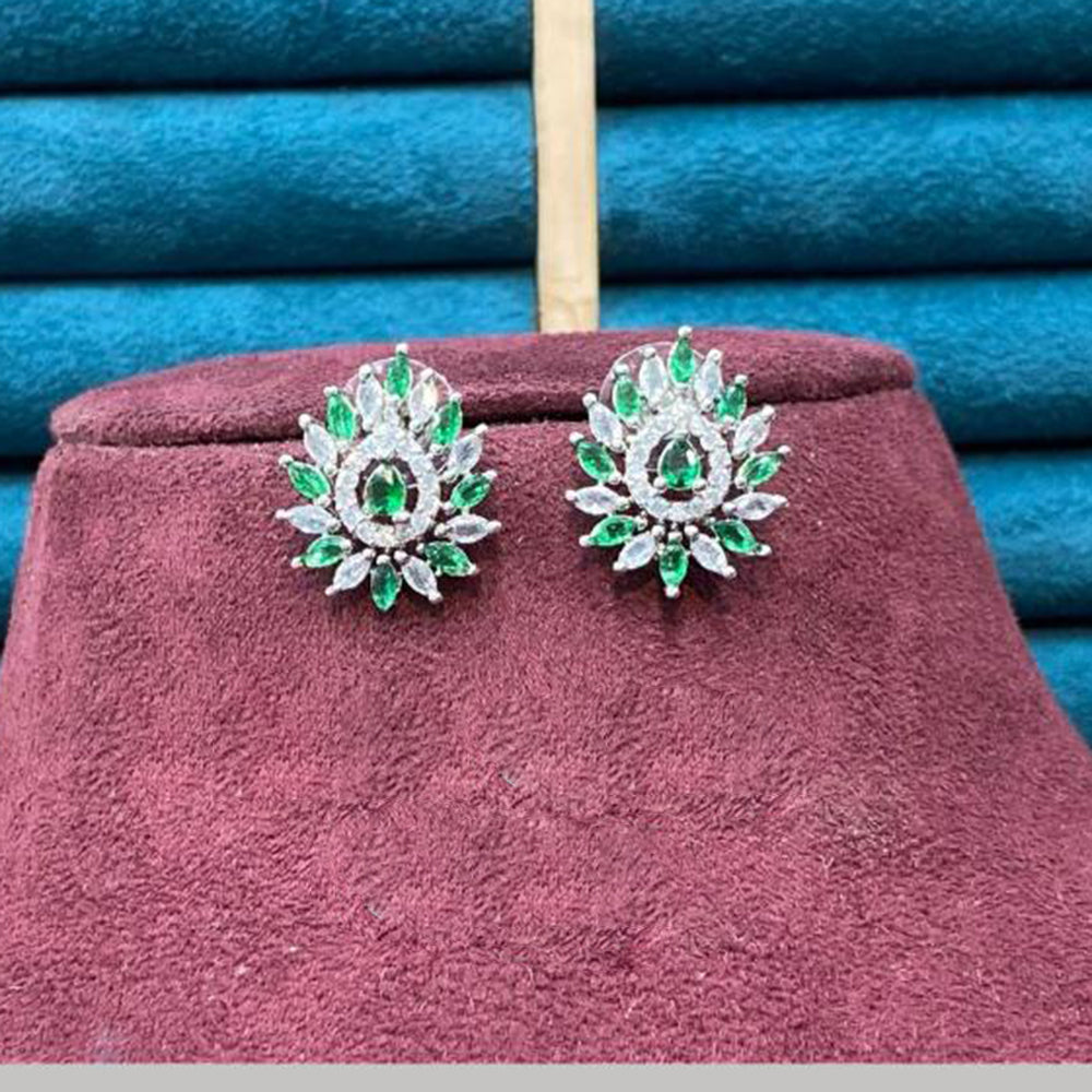 Dhiraj Sales Silver Plated American Diamond Studs Earrings