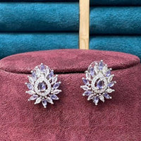 Dhiraj Sales Silver Plated American Diamond Studs Earrings