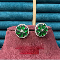 Dhiraj Sales Silver Plated American Diamond Studs Earrings