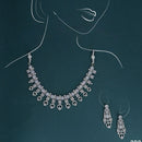 Dhiraj Sales Silver Plated American Diamond Necklace Set