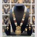 Dhiraj Sales Chopper Gold Plated Pota Stone And Meenakari Long Necklace Set