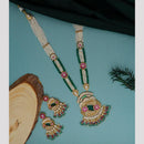 Dhiraj Sales Chopper Gold Plated Pota Stone And Meenakari Long Necklace Set
