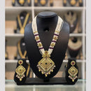 Dhiraj Sales Chopper Gold Plated Pota Stone And Pearl Long Necklace Set