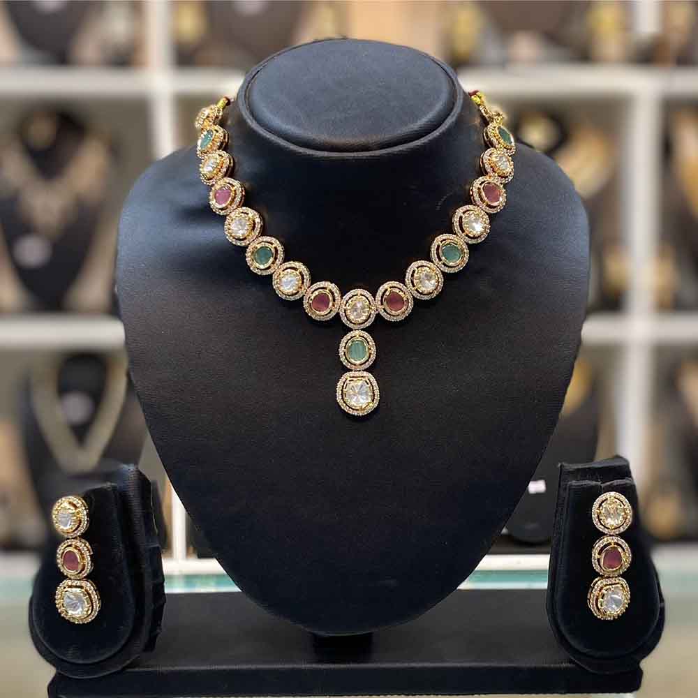 Dhiraj Sales Polki Kundan Stone Necklace Set 