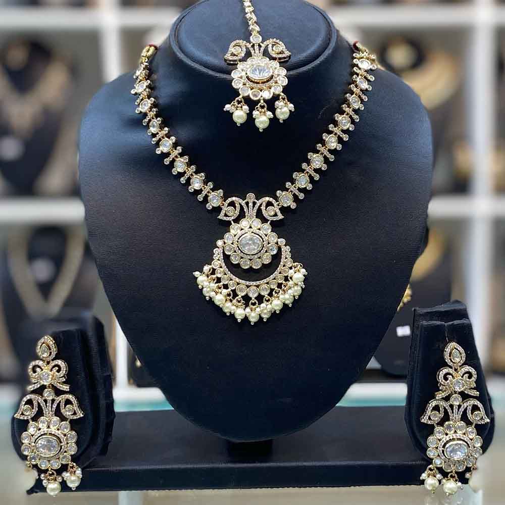 Dhiraj Sales Polki Kundan Stone And Beads Necklace Set 