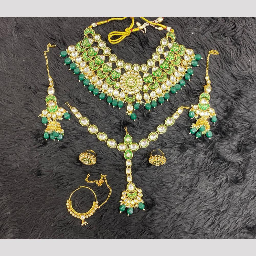 Dhiraj Sales Glamorous Kundan Beads  Semi Bridal Meenakari Necklace Set 