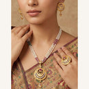 Pooja Sales Rajkot Traditional Pota Stone Pearl Necklace Set (Pack of 6)