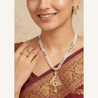 Pooja Sales Rajkot Traditional Pota Stone Pearl Necklace Set (Pack of 6)