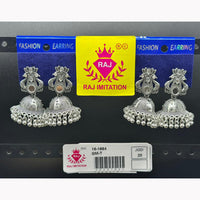 Raj Imitation Oxidised Plated Mirror Ghungroo Jhumki Earrings