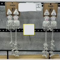 Raj Imitation Oxidised Plated Crystal Stone And Ghungroo Kashmiri Dangler Earrings for Women (Pack of 12)