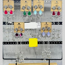 Raj Imitation Oxidised Plated Pota Stone And Ghungroo Kashmiri Dangler Earrings for Women (Pack of 12)
