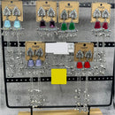 Raj Imitation Oxidised Plated Pota Stone And Ghungroo Kashmiri Dangler Earrings for Women (Pack of 12)