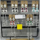 Raj Imitation Silver Plated Pota Stone And Ghungroo Kashmiri Dangler Earrings for Women (Pack of 12)