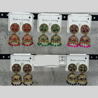 Raj Imitation Traditional Austrian Stone And Pearl Jhumki Earrings for Women (Set of 24)