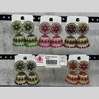 Raj Imitation Traditional Austrian Stone And Pearl Jhumki Earrings for Women (Set of 24)