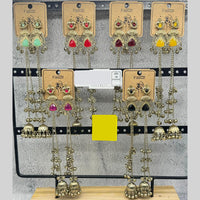 Raj Imitation Royal Pota Stone And Ghungroo Kashmiri Bell Jhumki (Pack of 12)