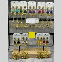 Raj Imitation Royal Pota Stone And Ghungroo Kashmiri Bell Jhumki( Pack of 18)
