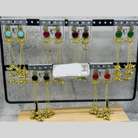Raj Imitation Royal Pota Stone And Ghungroo Kashmiri Bell Jhumki (Set of 24)