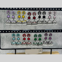 Raj Imitation Oxidised Austrian Stone And Pearl Jhumki Earrings (Set of 27)