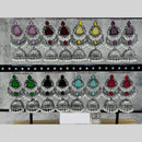 Raj Imitation Oxidised Pota Stone And Pearl Jhumki Earrings (Set of 24)