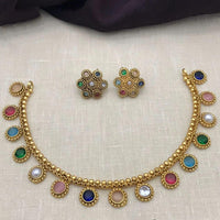 Tanish Art Jewellery Classic Pota Stone With Matching Earrings Necklace Set