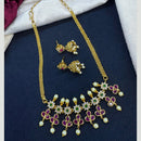 Tanish Art Jewellery Festive Light Pota And Austrain Stone Pearl Grand Looks Necklace Set 
