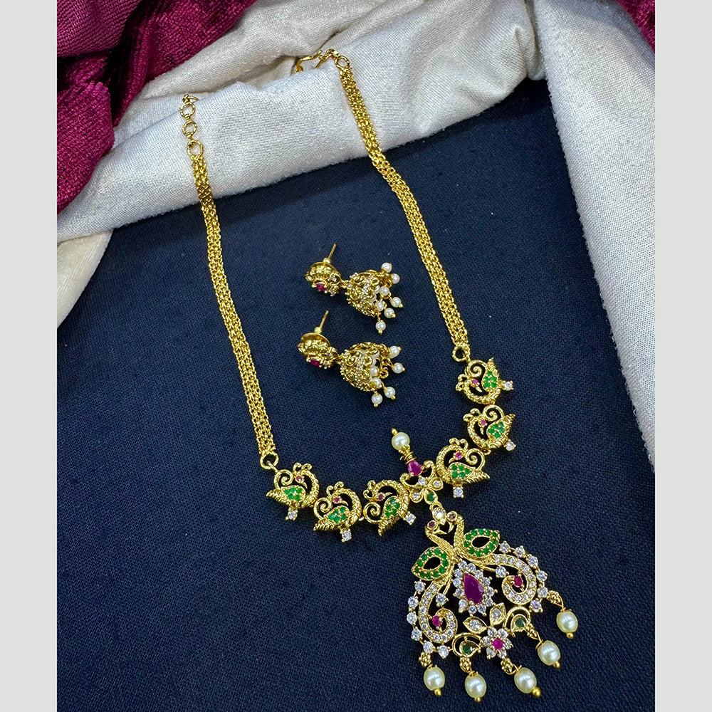 Tanish Art Jewellery Shine Bloom Pota And Austrain Stone Pearl Designer Necklace Set 