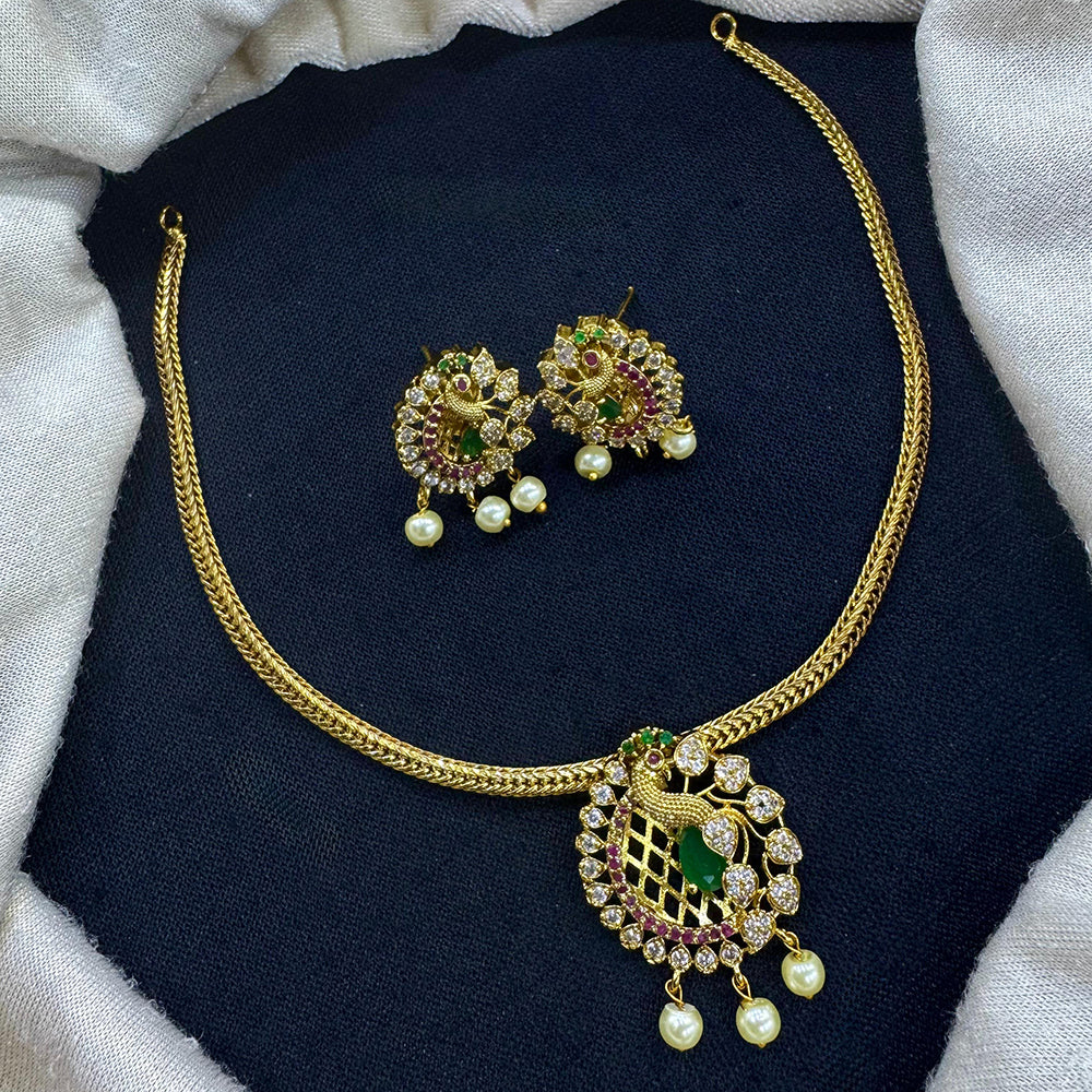 Tanish Art Jewellery Artistry Shine Austrain Stone And Pearl Necklace Set 