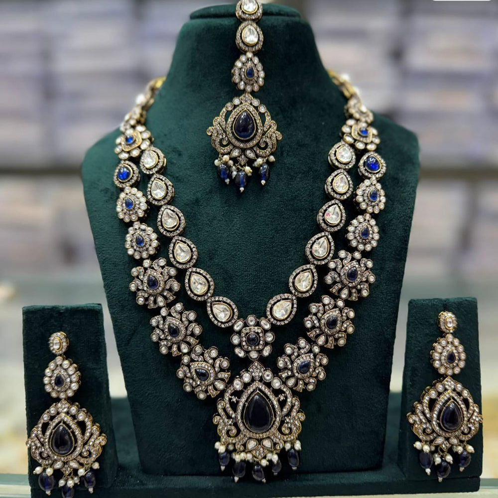 Tanish Art Jewellery Cultural Grace Traditional Pota And Crystal Stone Long Necklace Set 