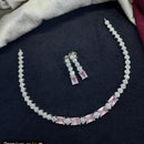 Tanish Art Jewellery Rhodium Plated Glamorous American Diamond Necklace Set