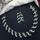 Tanish Art Jewellery Rhodium Plated Glamorous American Diamond Necklace Set