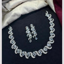 Tanish Art Jewellery Rhodium Plated Glamorous American Diamond Necklace Set