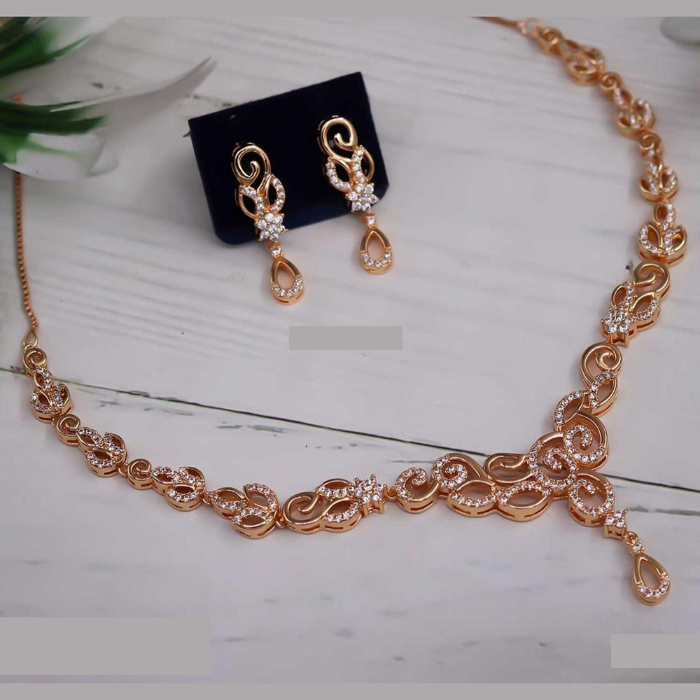 Tanish Art Jewellery Dazzle Drop Austrain Stone  Elegant Necklace Set 