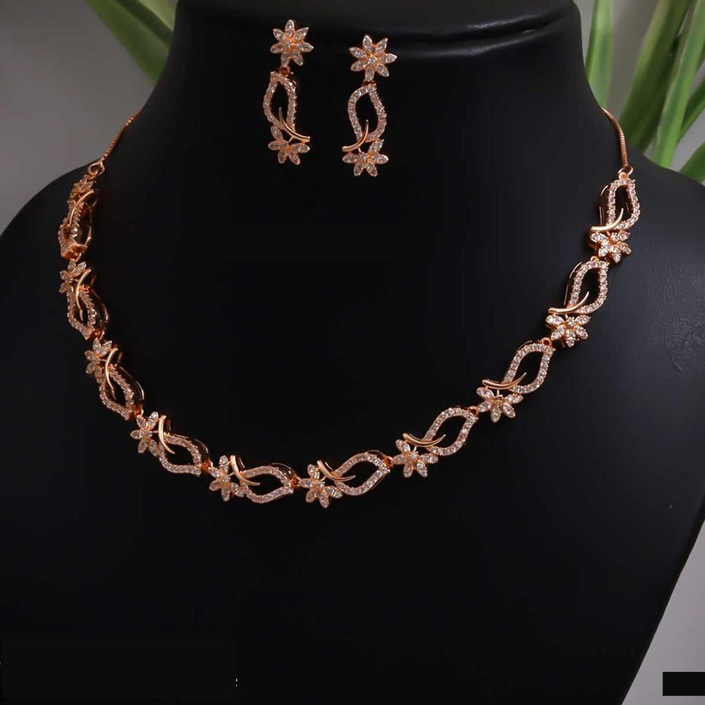 Tanish Art Jewellery Royal Spark Austrain Stone Necklace Set For Parties 