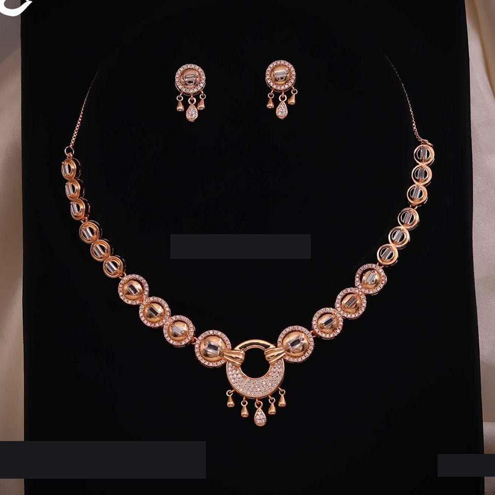 Tanish Art Jewellery Dazzle Drop Austrain Stone  Elegant Necklace Set 