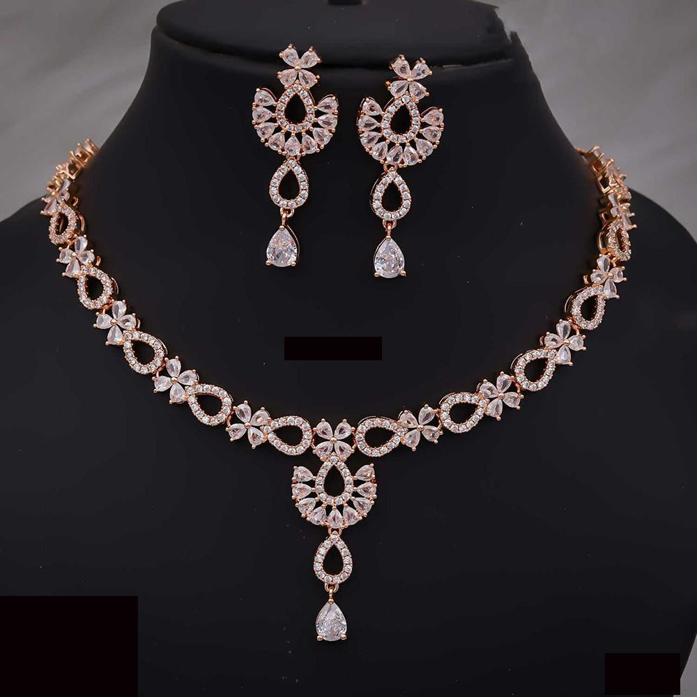 Tanish Art Jewellery Shine All Day American Diamonds Necklace Set 