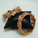 Tanish Art Jewellery Classic Pota Stone And Meenakari Openable Bangles Set