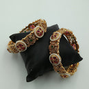Tanish Art Jewellery Timeless Pota Stone And Pearl Openable Bangles Set