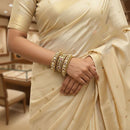 Tanish Art Jewellery Pota Stone And Pearl Royal Openable Bangles Set
