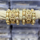Tanish Art Jewellery Pota Stone And Meenakari Designer Openable Bangles Set