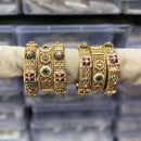 Tanish Art Jewellery Pota Stone And Pearl Royal Openable Bangles Set