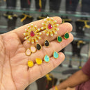 Tanish Art Jewellery Elegant Pota Stone And Pearl Changeable Stud Earrings