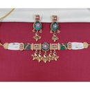 Tanish Art Jewellery Royal Pota Stone And Pearl Choker Necklace Set