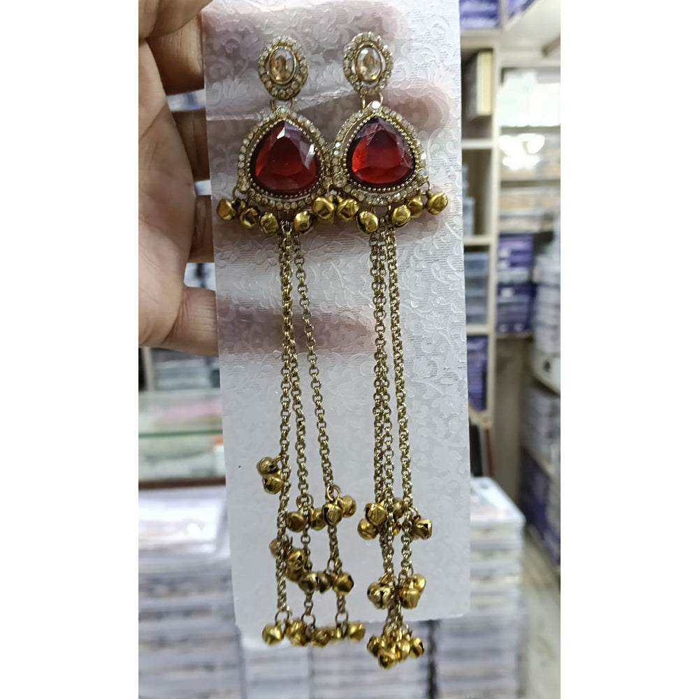 Tanish Art Jewellery Royal Kashmiri Pota Stone Ghungroo Long Kashmiri Dangler Earrings
